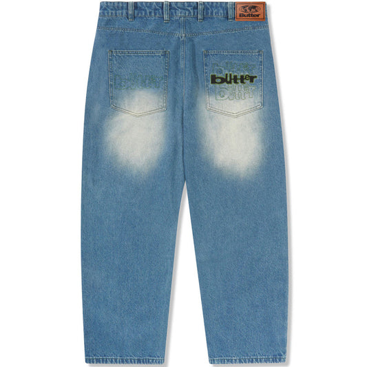 Butter Goods Warped Denim Jeans Washed Mid Blue