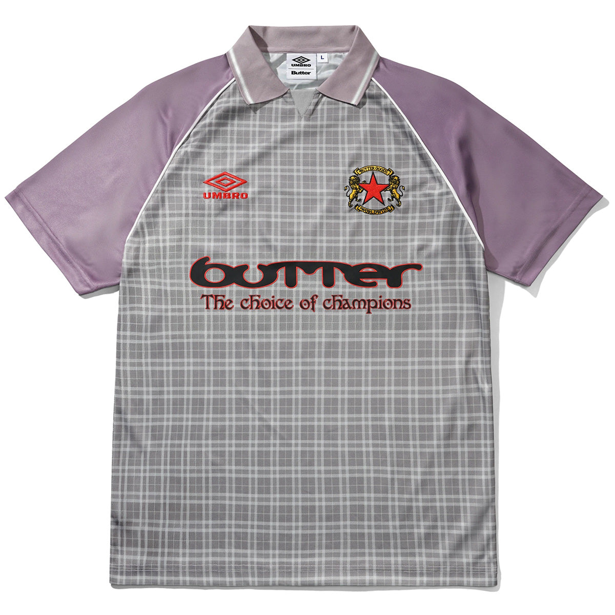 Butter Goods x Umbro Plaid Jersey Berry/Stone
