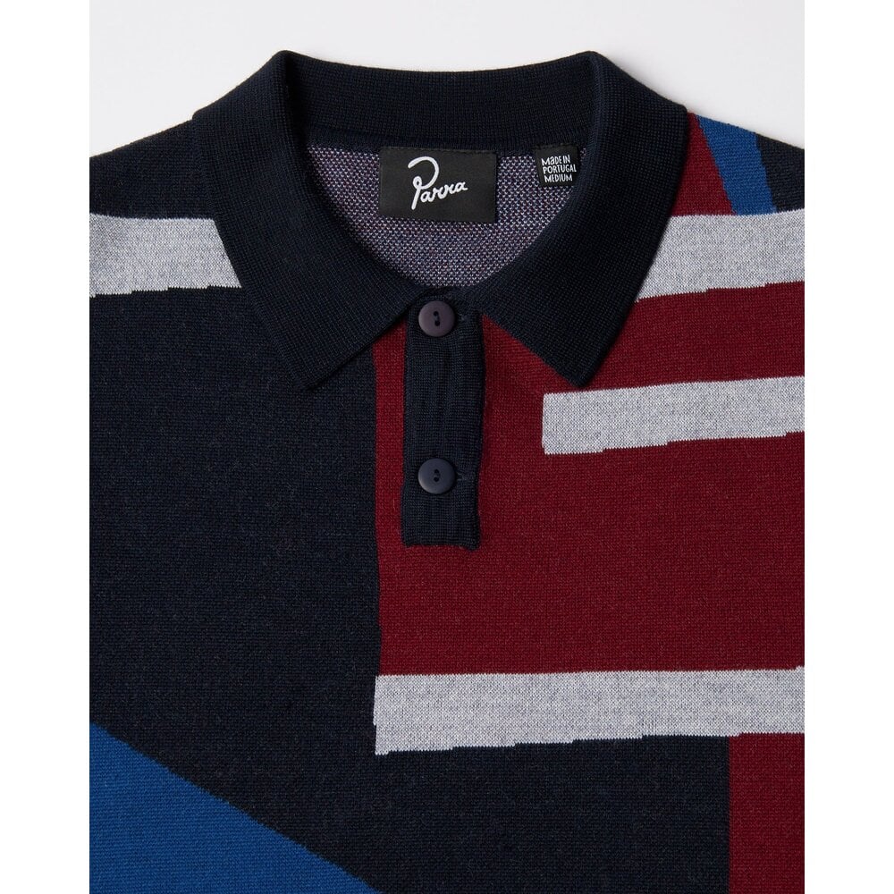 Parra Vertical Forest Knitted Polo Blue