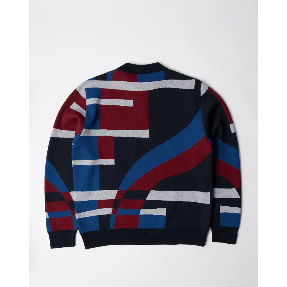 Parra Vertical Forest Knitted Polo Blue