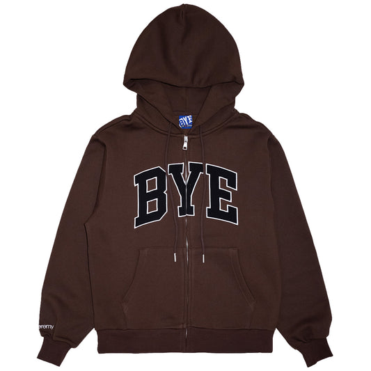 Bye Jeremy Bye Zip-Up Hooded Sweater Brown