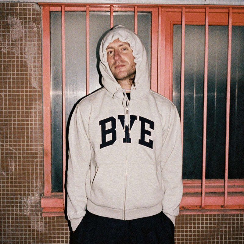 Bye Jeremy Bye Zip-Up Hooded Sweater Grey