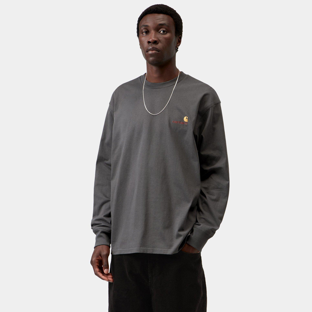 Carhartt WIP American Script Longsleeve T-Shirt Graphite