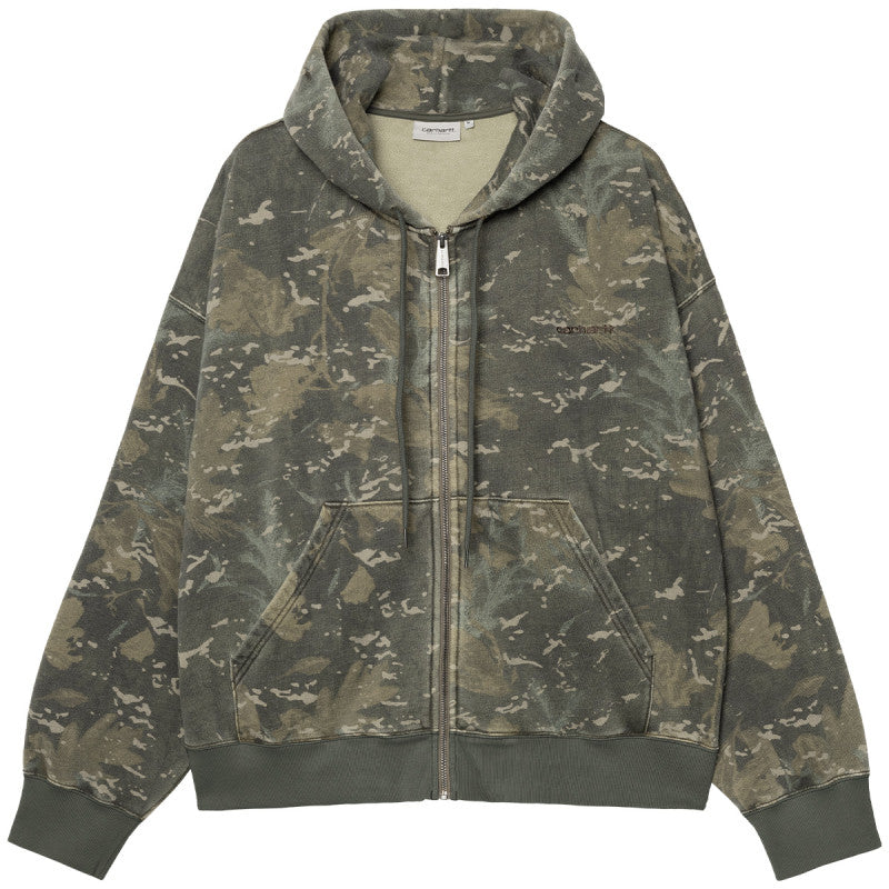 Carhartt WIP Benton Hooded Sweater Jacket Camo Combi Green Garment Dyed