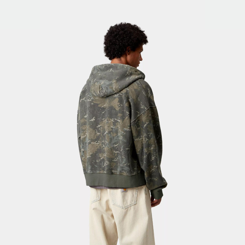 Carhartt WIP Benton Hooded Sweater Jacket Camo Combi Green Garment Dyed