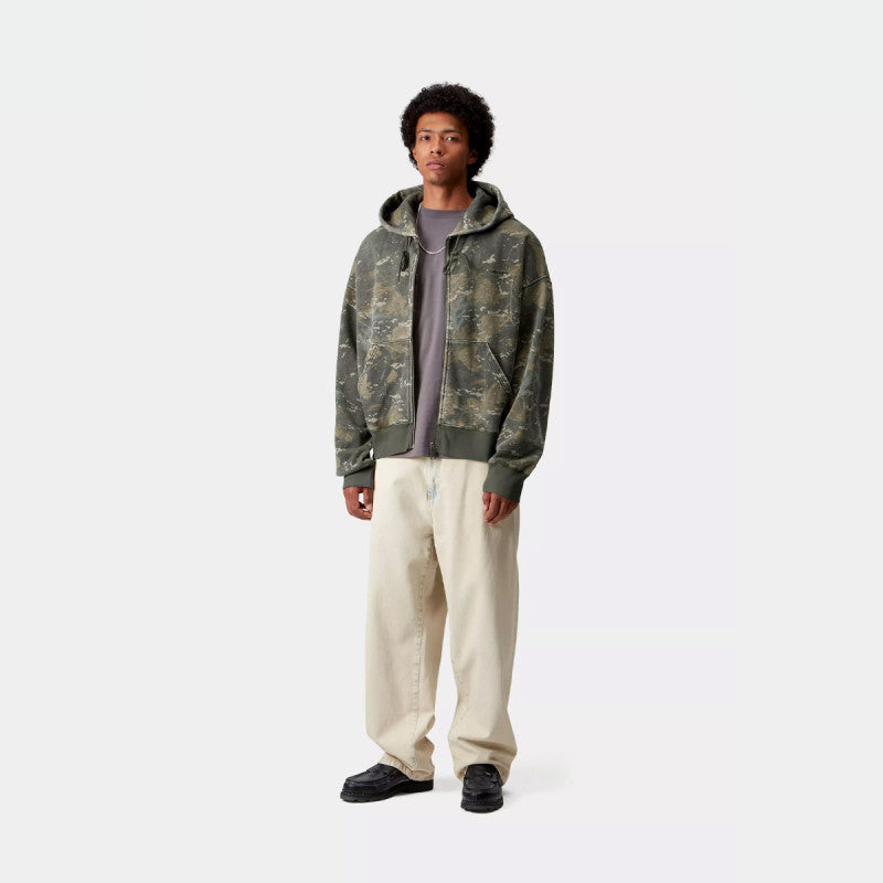 Carhartt WIP Benton Hooded Sweater Jacket Camo Combi Green Garment Dyed