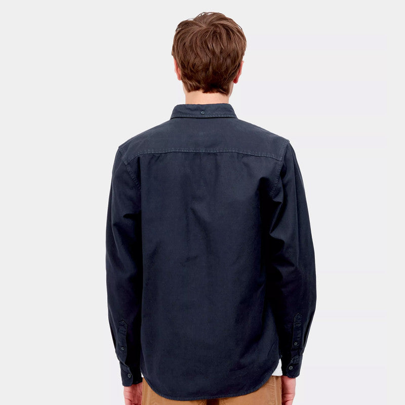 Carhartt WIP Bolton Longsleeve Shirt Dark Navy Garment Dyed