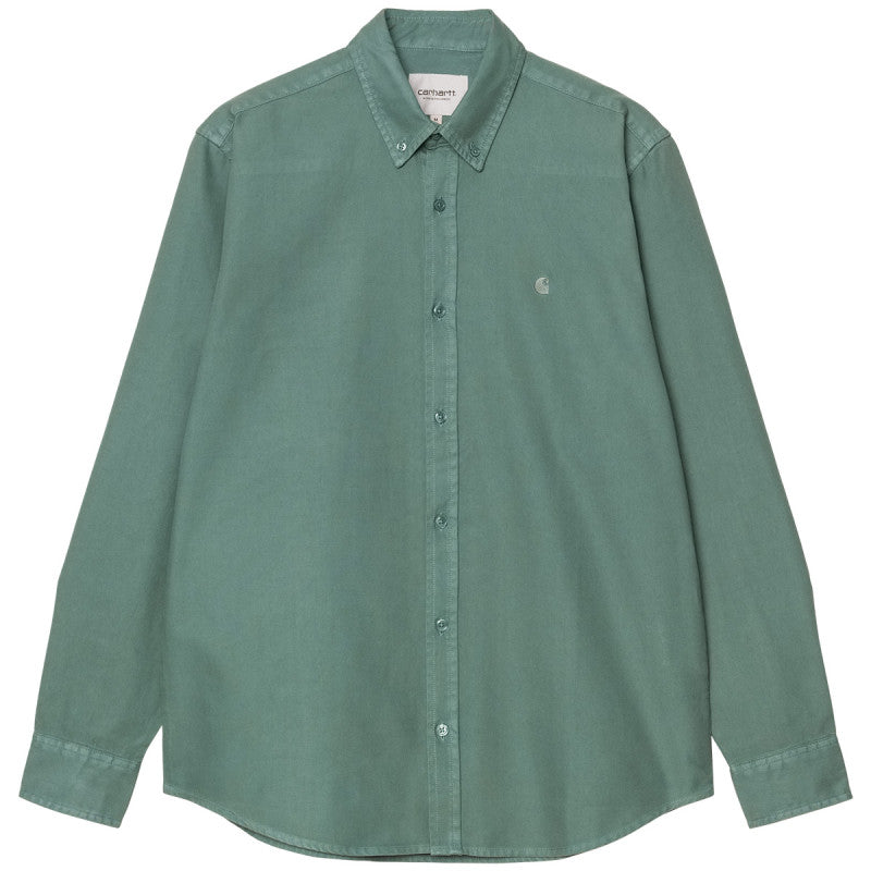 Carhartt WIP Bolton Longsleeve Shirt Silver Pine Garment Dyed