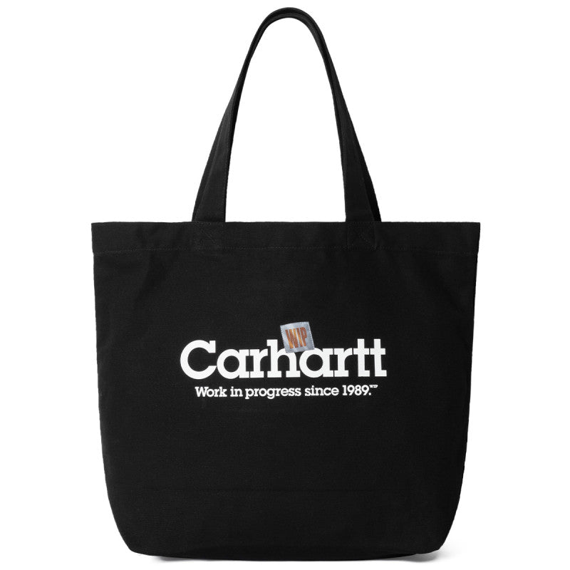 Carhartt WIP Canvas Graphic Tote Large Label Script Print Black