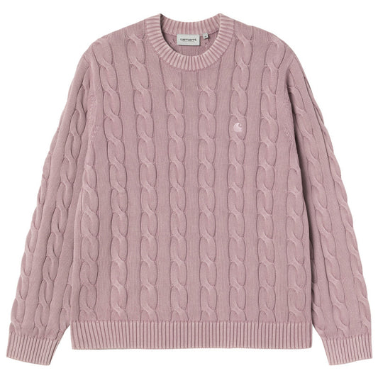 Carhartt WIP Carter Sweater Pink Fog Garment Dyed