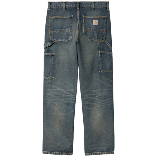 Carhartt WIP Double Knee Pant Blue Worn Used Wash