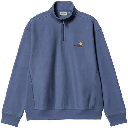 Carhartt WIP Half Zip American Script Sweater Blue Iris