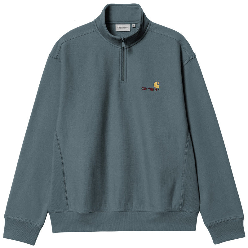 Carhartt WIP Half Zip American Script Sweater Office Blue