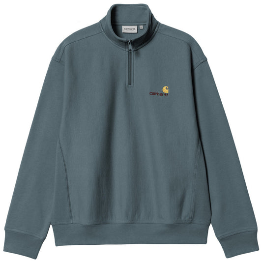 Carhartt WIP Half Zip American Script Sweater Office Blue