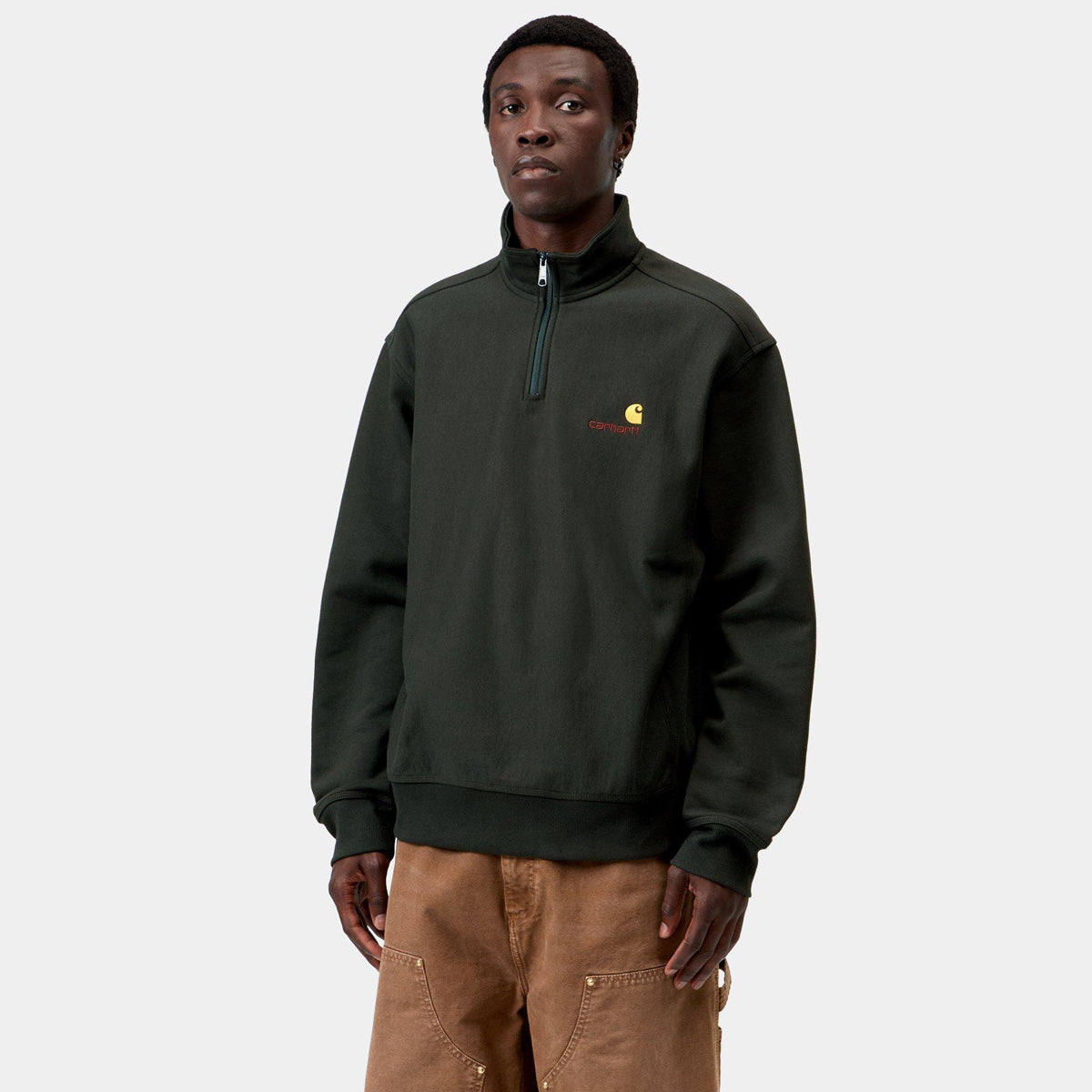 Carhartt WIP Half Zip American Script Sweater Raven