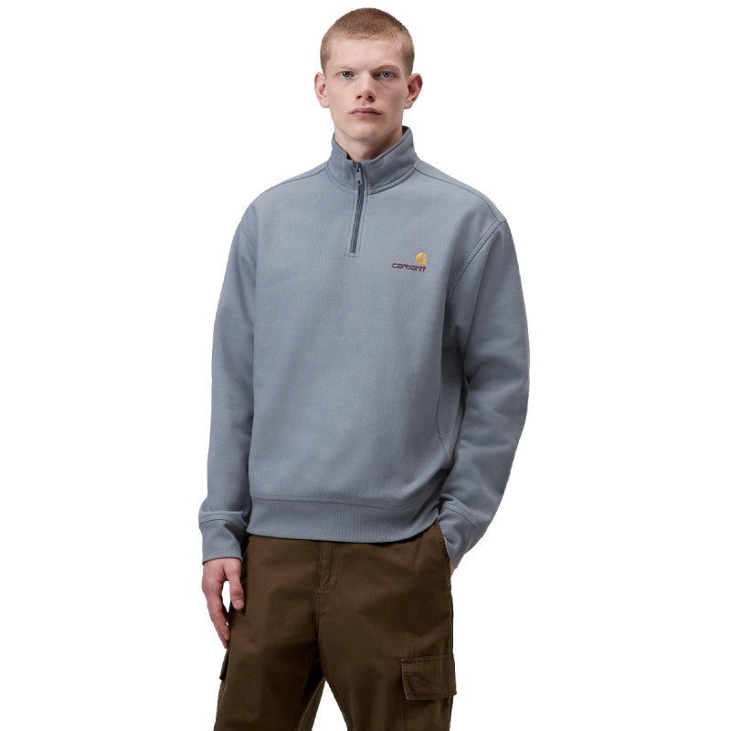 Carhartt WIP Half Zip American Script Sweater Shady Blue