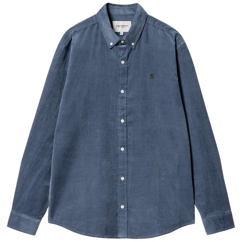 Carhartt WIP Madison Fine Cord Longsleeve Shirt Hudson Blue/Black