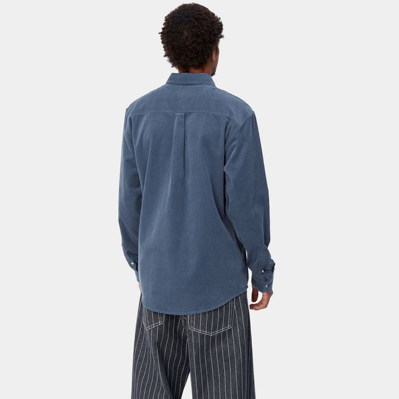 Carhartt WIP Madison Fine Cord Longsleeve Shirt Hudson Blue/Black