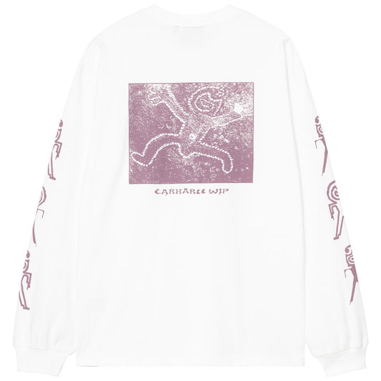 Carhartt WIP Terrestrial Longsleeve T-Shirt White/Pink Fog Pigment Garment Dyed