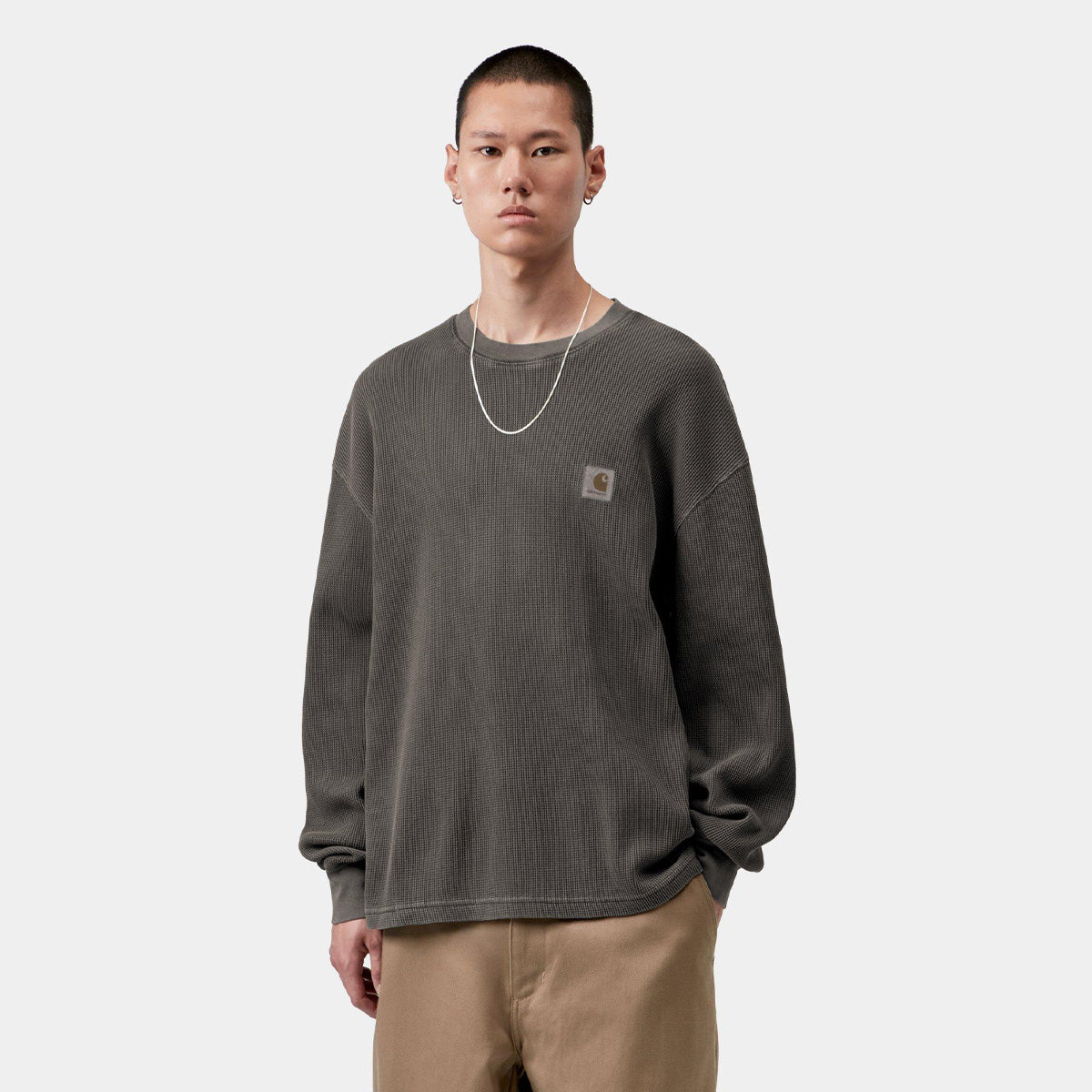 Carhartt WIP Vista Waffle Longsleeve T-Shirt Black Garment Dyed