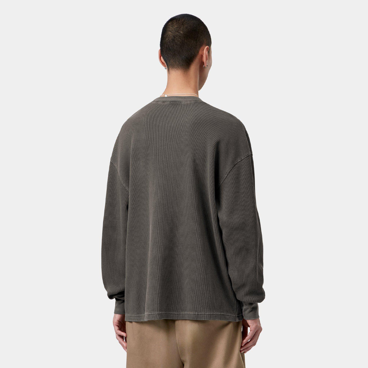 Carhartt WIP Vista Waffle Longsleeve T-Shirt Black Garment Dyed