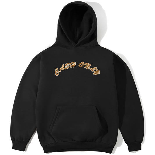 Cash Only Felt Applique Logo Hooded Sweater Black