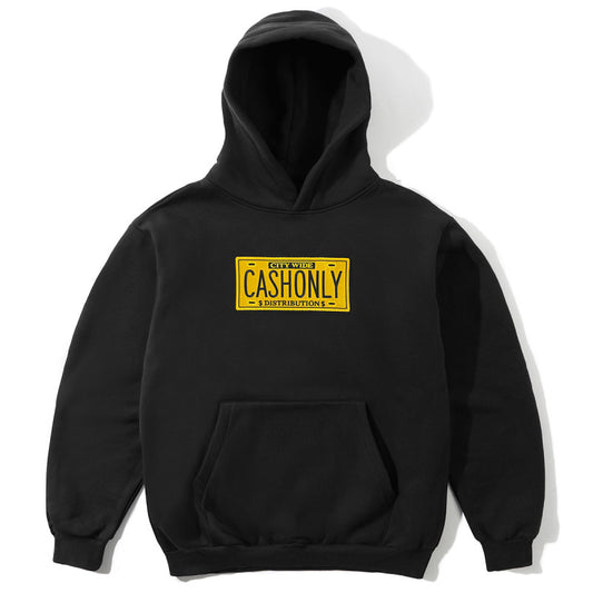 Cash Only License Plate Hooded Sweater Black