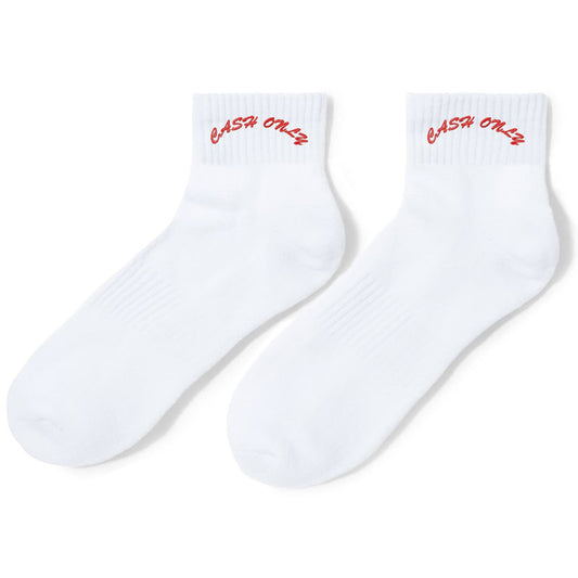 Cash Only Logo Ankle Socks White