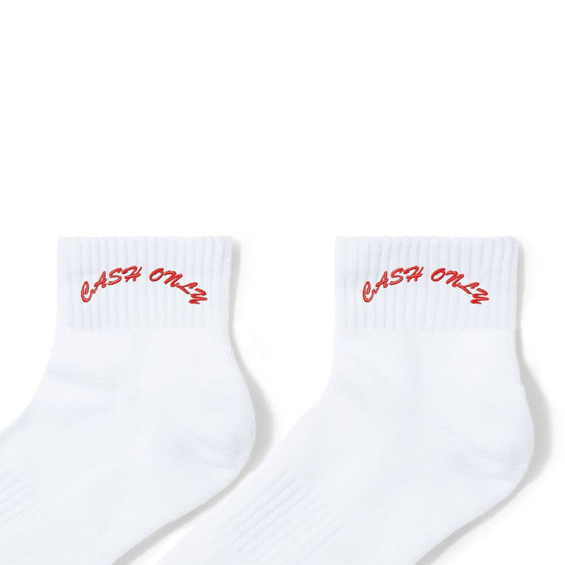 Cash Only Logo Ankle Socks White