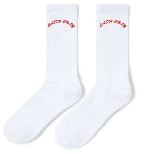 Cash Only Logo Crew Socks White