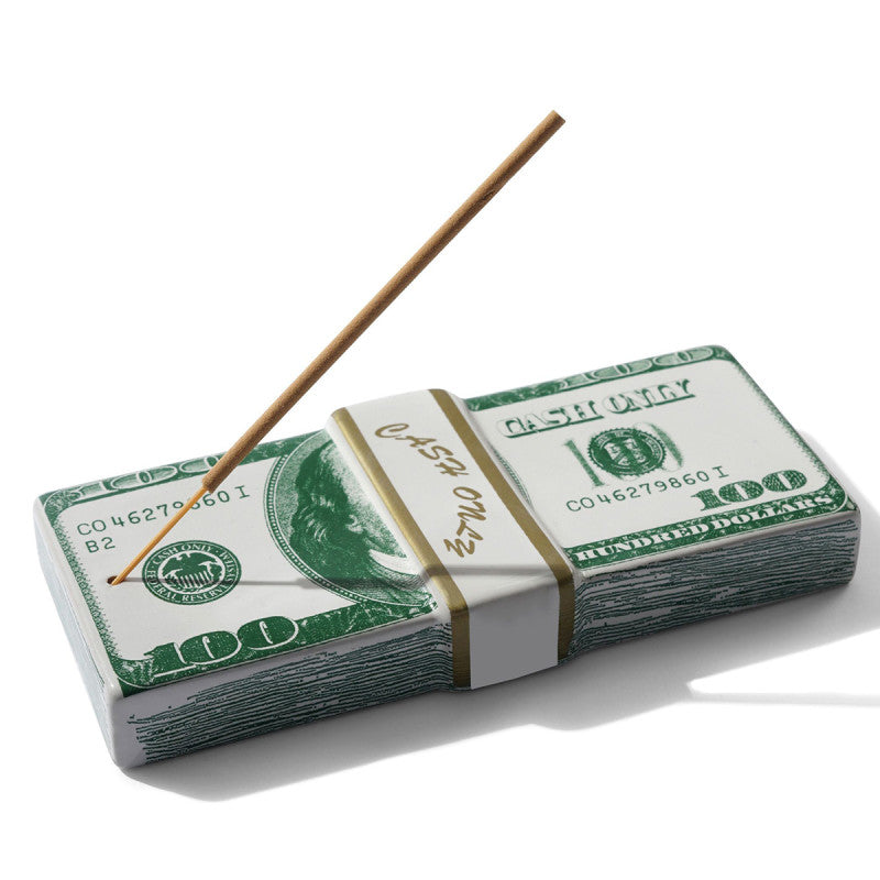Cash Only Money Stack Incense Holder Green