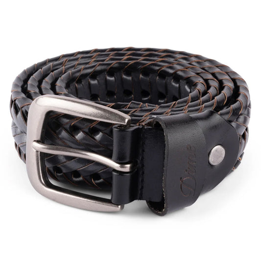 Dime Braided Leather Belt Black/charcoal