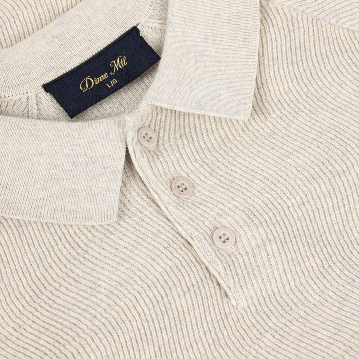 Dime Cable Knit Polo Oatmeal
