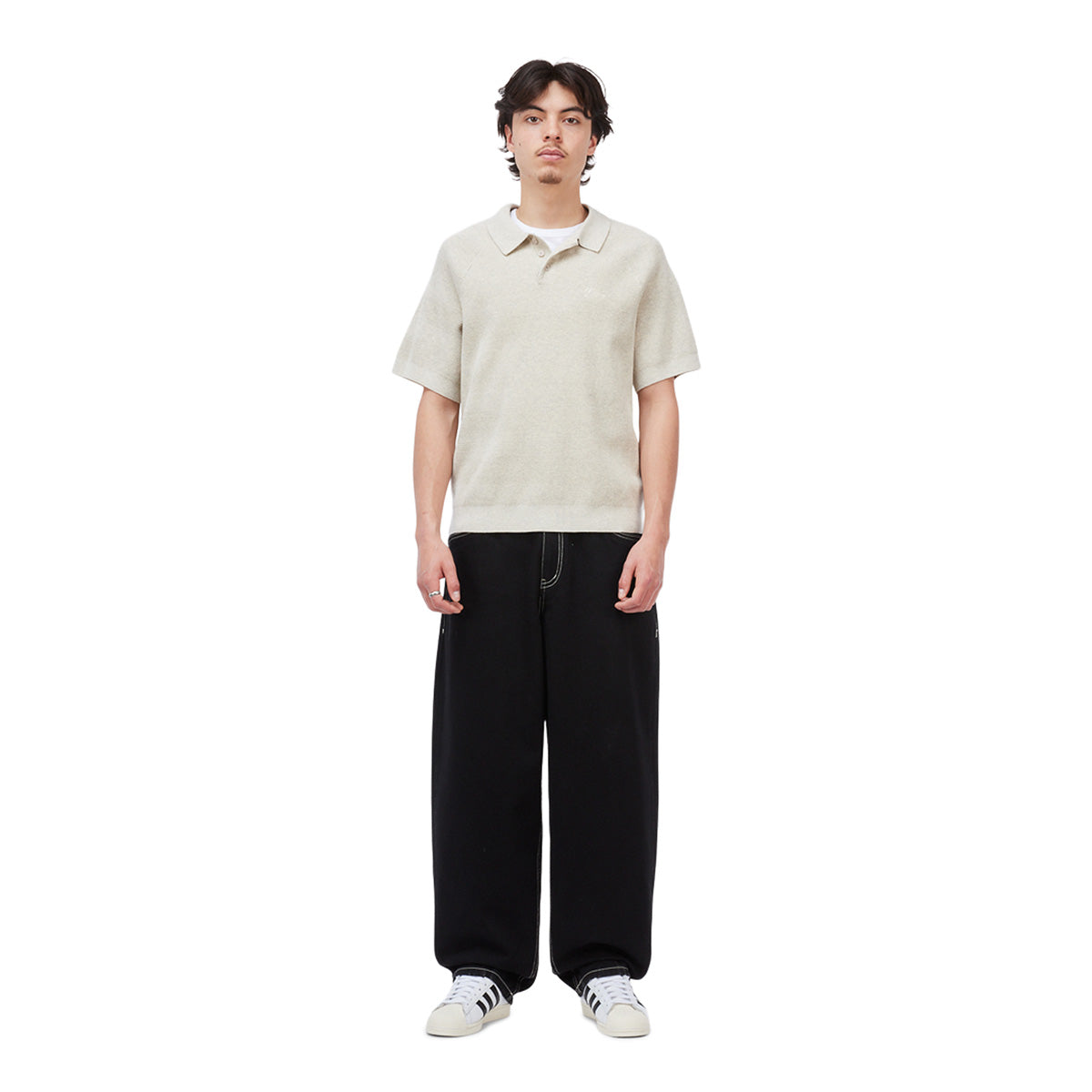 Dime Cable Knit Polo Oatmeal