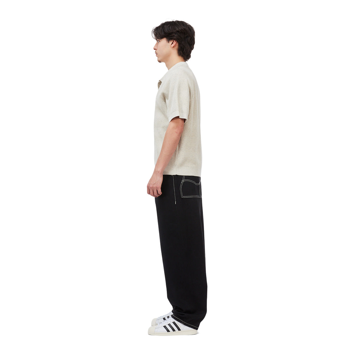 Dime Cable Knit Polo Oatmeal