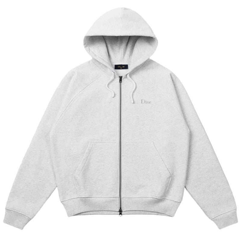 Dime Classic Small Logo Zip Hooded Sweater Ash