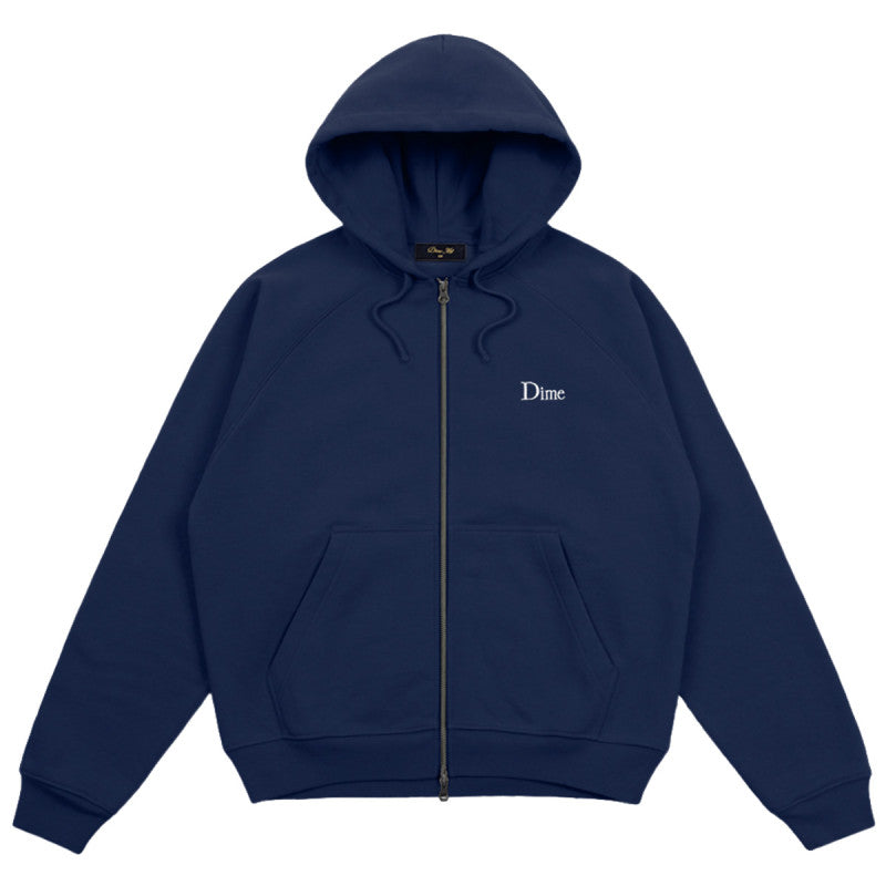 Dime Classic Small Logo Zip Hooded Sweater Midnight Navy