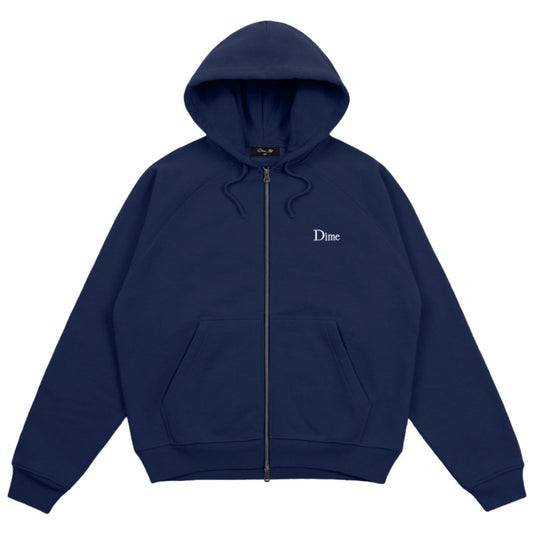 Dime Classic Small Logo Zip Hooded Sweater Midnight Navy