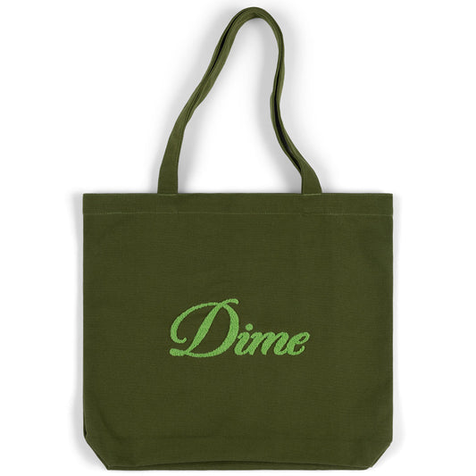 Dime Cursive Chenille Tote Bag Grass