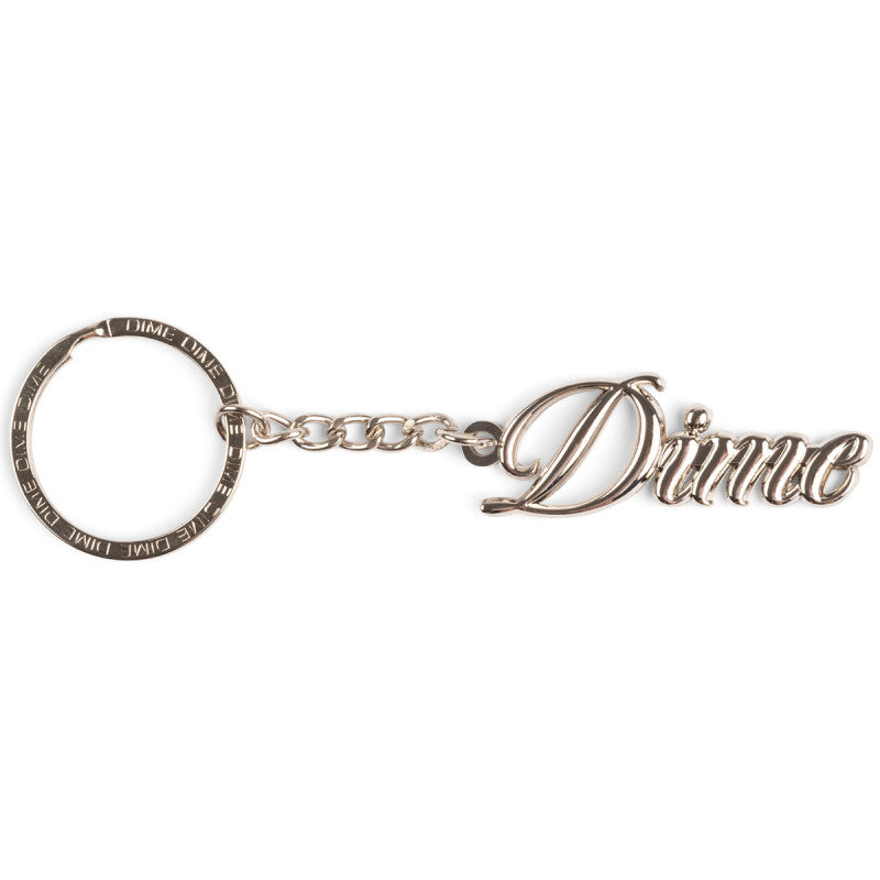 Dime Cursive Keychain Silver