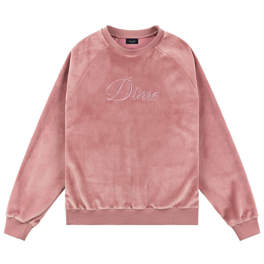 Dime Cursive Velvet Crewneck Dusty Pink