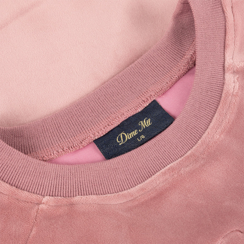 Dime Cursive Velvet Crewneck Dusty Pink