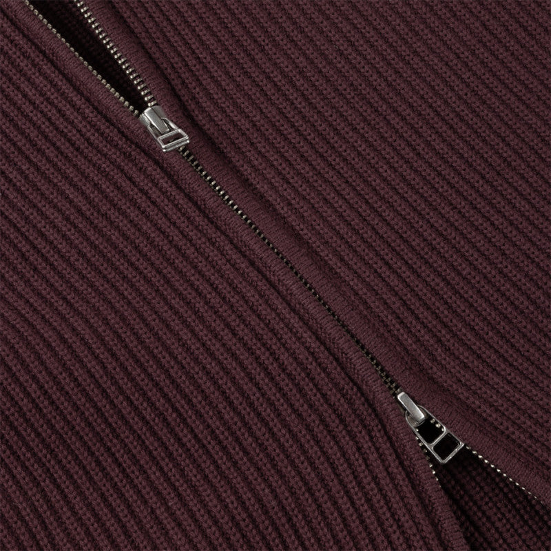 Dime Double Zip Knit Sweater Wine