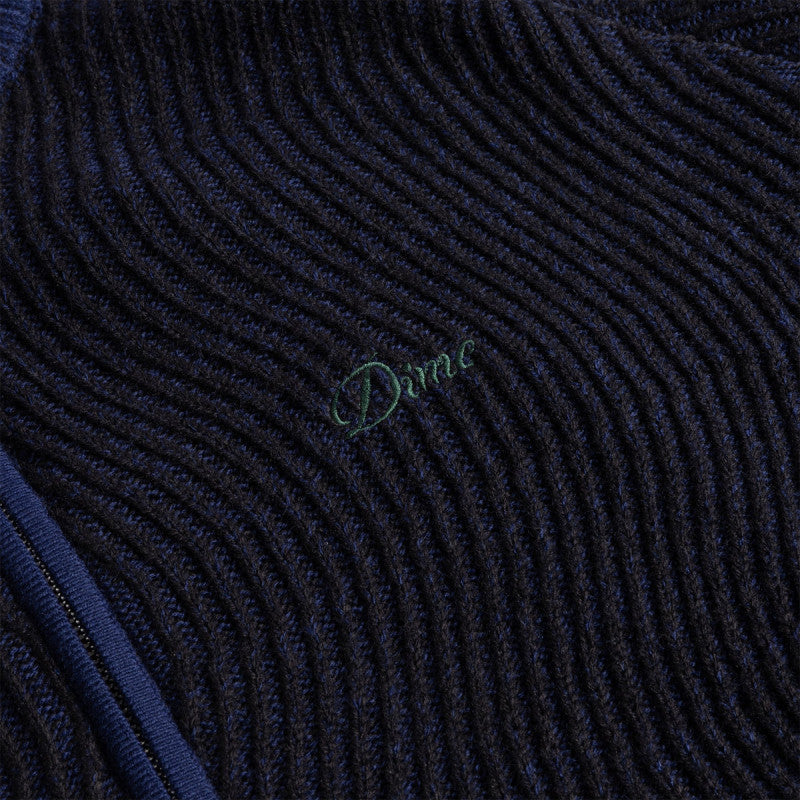 Dime Double Zipper Knit Sweater Navy