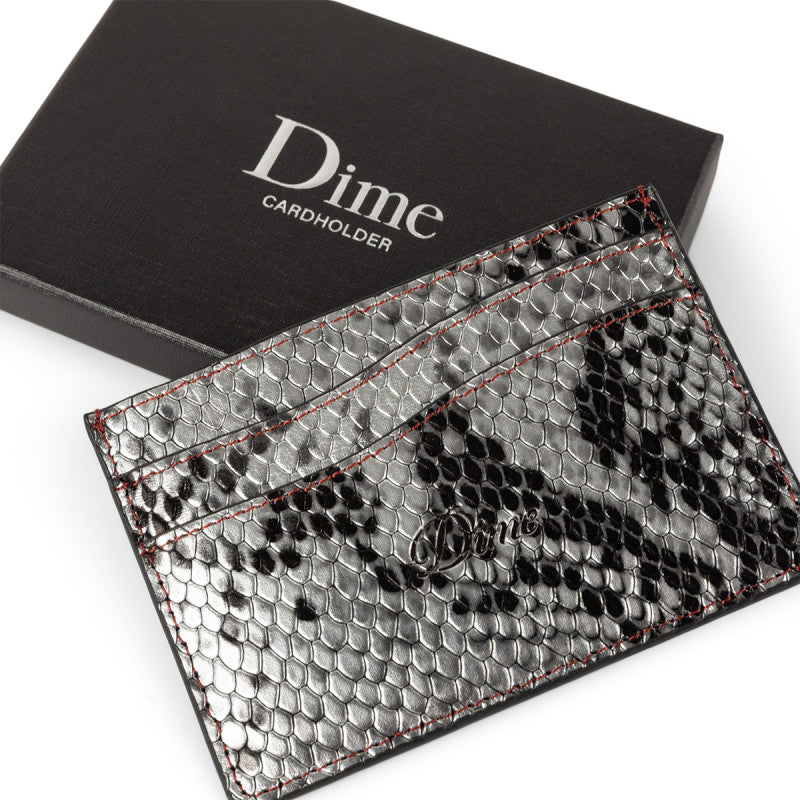 Dime Embossed Leather Cardholder Silver Snake