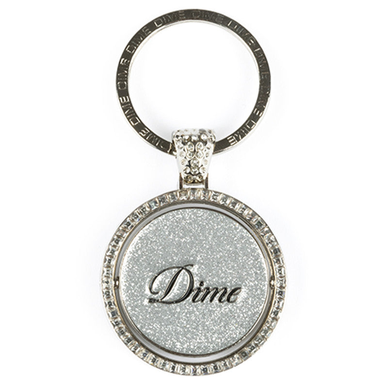 Dime Iced Out Keychain Silver