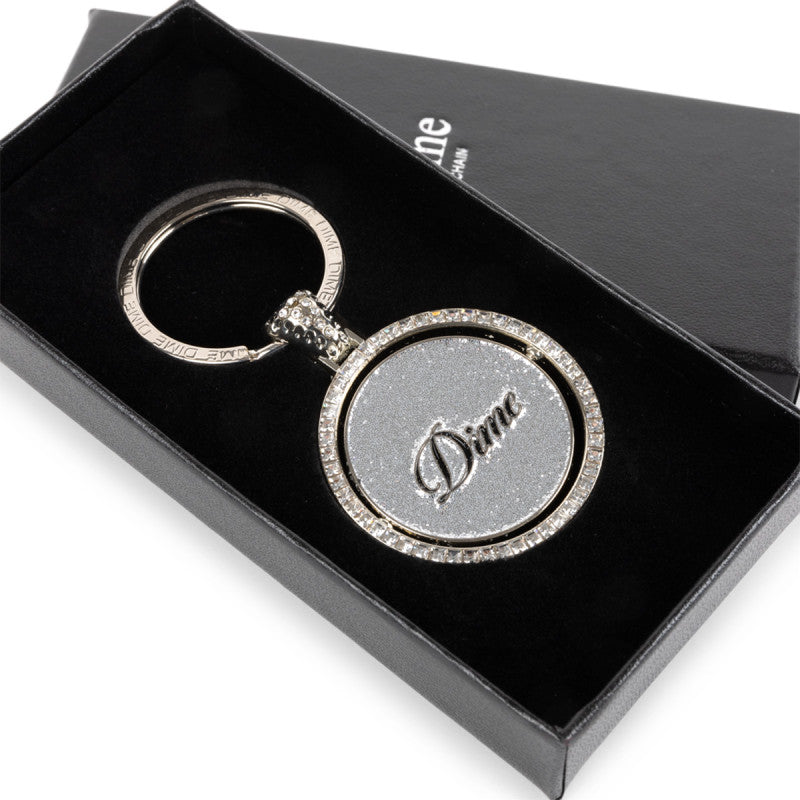 Dime Iced Out Keychain Silver