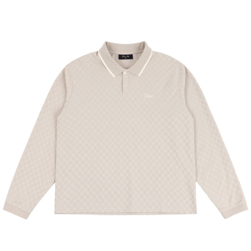 Dime Jacquard Longsleeve Polo Beige
