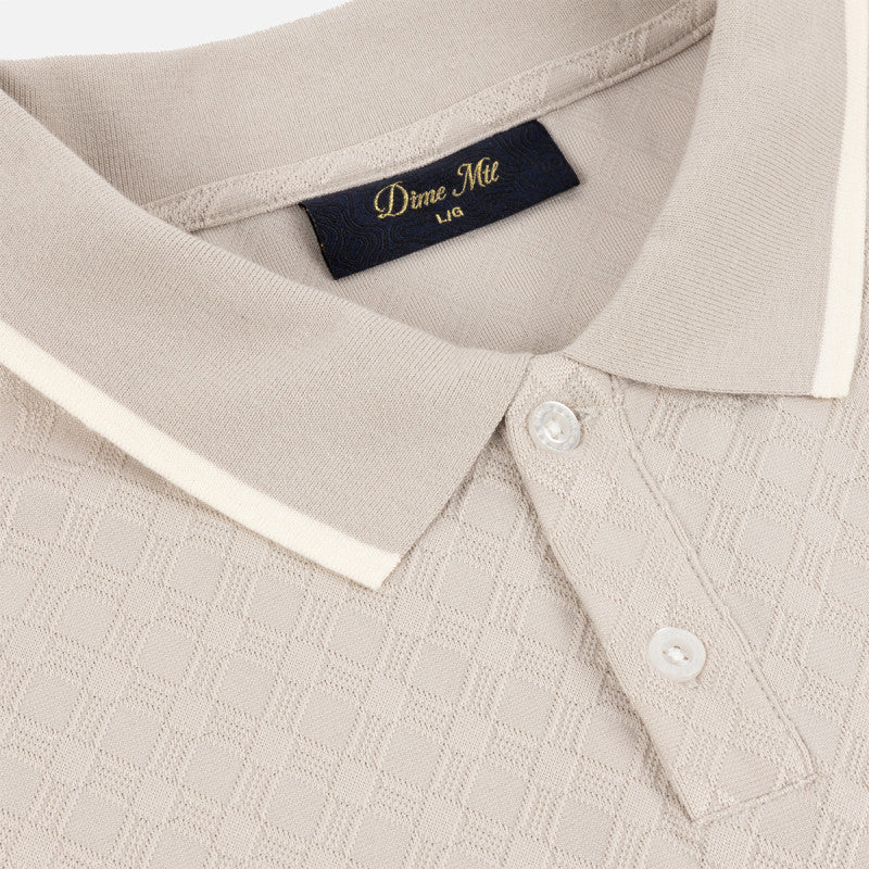 Dime Jacquard Longsleeve Polo Beige