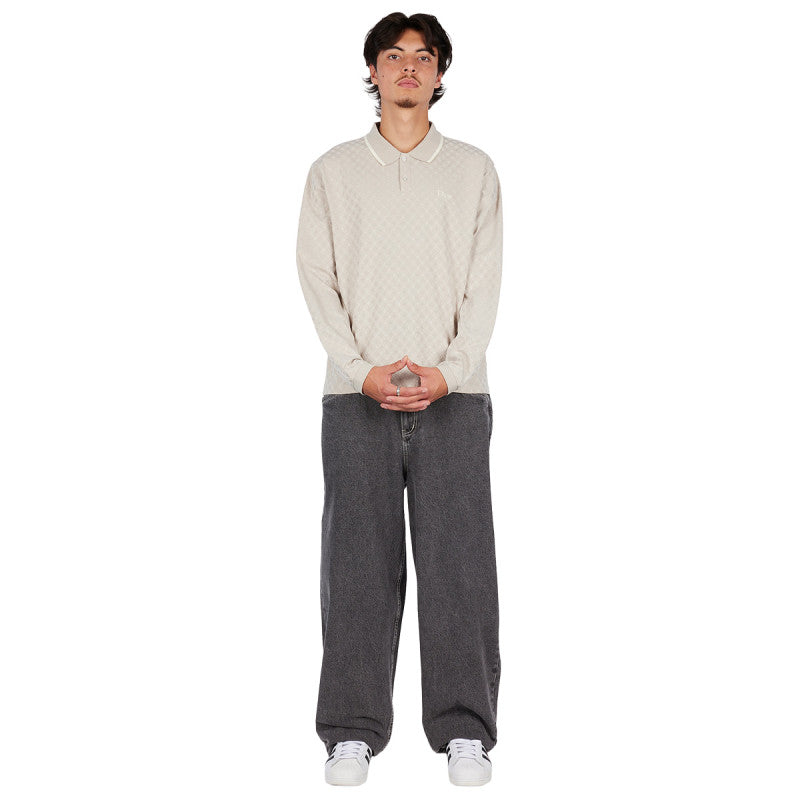 Dime Jacquard Longsleeve Polo Beige